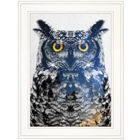White Framed "Night Owl" by Andreas Lie, Ready to Hang