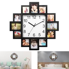 Black Photo Frame Picture Collage,12 picture display Wall Clock