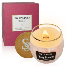 Cherry Blossom Scented Wooden Wick Candle, 7.9 oz , 50+Hour