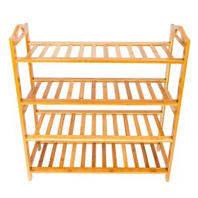 Light Wood Color Bamboo 4-Tier Shoe Rack, Shelf Storage