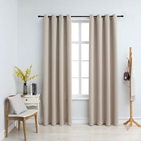 Blackout Curtains with Rings 2 pcs Beige 54"x 95" Fabric