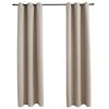 Blackout Curtains with Rings 2 pcs Beige 37"x 95" Fabric