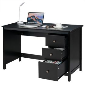 Black 3-Drawer Home Computer Desk with Spacious Desktop