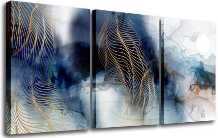 Blue Landscape Stripe Canvas Watercolor Prints 3pc, 12" x 16"