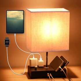 Fully Dimmable Table Lamp, 2 USB Ports, 2 Power Outlets