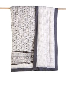 Black, White, and Charcoal, Greenwich Cotton Quilt, 50" x 38"