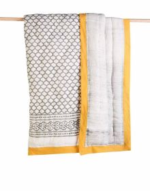Yellow Trimmed Erawan Cotton Quilt, 50" x 38"