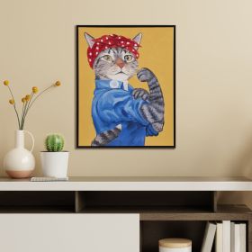 Black Framed Rosie the Feline Canvas Wall Art, 16.5 x 20.5