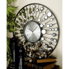 DecMode 26" Black Metal Starburst Radial Clock, Mirror Accent