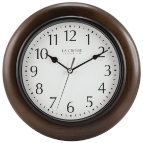 Brown Linwood La Crosse Clock 10",  Classic Analog Wood Clock