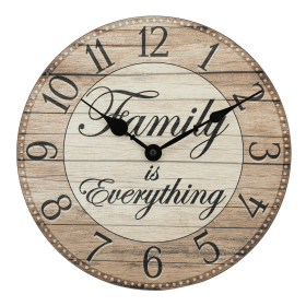 Westclox 11" Light Brown "Family Is Everything" Farmhouse style
