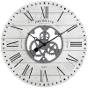 FirsTime & Co. White Shiplap Gears Clock, Farmhouse,  27"