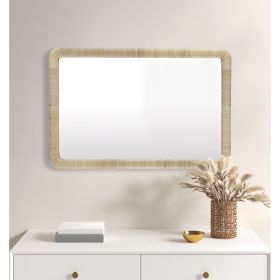 Natural Rattan Rectangle Wall Mirror 26" x 39"