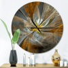 Designart 'Symmetrical Yellow Fractal Flower' Metal Clock 23"