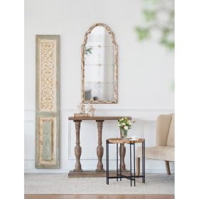 Cream & Gold Frame Wood Arch, Window Look Mirror 22"x48"