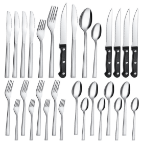 Stainless Steel Bestdin 24 Pc Flatware Set for 4 w/ Steak Knives
