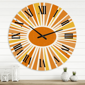 Designart 'Minimalist Bright Shining Orange Sun Rays I'  36"