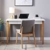 Simple Solid White Wood Straight Leg Desk With Drawer