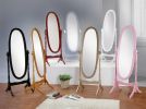 Traditional Queen Anna Style Wood Cheval Mirror, Pink Finish