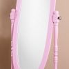 Traditional Queen Anna Style Wood Cheval Mirror, Pink Finish