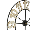 Black Metal Framed Round Wall Clock with Block Numbers (24")