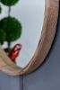 Brown 28" Round Fir Wood Mirror