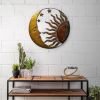 Rustic Gold & Bronze 21" round handcrafted Sun & Moon accent