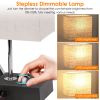 Fully Dimmable Table Lamp, 2 USB Ports, 2 Power Outlets