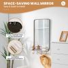 Black Bathroom Mirror with Shelf Hooks, Sturdy Metal Frame
