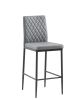 Light Gray Bar Chair, Fireproof Leather, Diamond Pattern, (2)