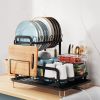 Black 2-Tier Space Saving Dish Drying Rack for Kitchen Counter