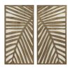Two-tone 2-piece Wood Panel Birch Palms Wall Decor Set
