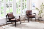Brown Wood Frame, Mid Century Modern Accent Lounge Chair