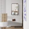 Black Bathroom Mirror with Shelf Hooks, Sturdy Metal Frame