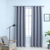Blackout Curtains with Rings 2 pcs Gray 54"x 84" Fabric