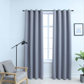 Blackout Curtains with Rings 2 pcs Gray 54"x 84" Fabric