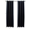 Blackout Curtains with Rings 2 pcs Black 54"x 95" Fabric