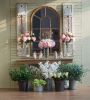 Brown Frame Arched Mirror with Architecture Style, 34"x54.3"