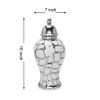 Regal White and Silver Ceramic Decorative Ginger Jar, 7" x 16"