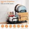 Black 2-Tier Space Saving Dish Drying Rack for Kitchen Counter