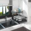 Dish Drying 2-Tier with Drainboard, Utensil Holder, & Cup Rack