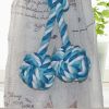 Blue & White Knitting Cotton Knot Tassel Buckle Tieback , 2 Pc