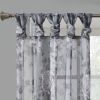 Printed Mauve And Neutral Floral Twist Tab Top Voile Curtain