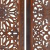 Burnt Brown Mango Wood Panel Set  Medallion Carving, 2 pc