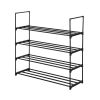 Black Four Tier Shoe Rack Shelf Storage Organizer, 2 pc set