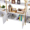 Gold Frame 4 tier Bookcase , Storage Cabinet, Display shelf, 78"