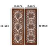 Burnt Brown Mango Wood Panel Set  Medallion Carving, 2 pc