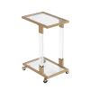 Golden Glass Top C Shape Square, Acrylic Table, Metal Base