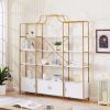 Gold Frame 4 tier Bookcase , Storage Cabinet, Display shelf, 78"