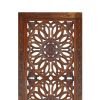 Burnt Brown Mango Wood Panel Set  Medallion Carving, 2 pc